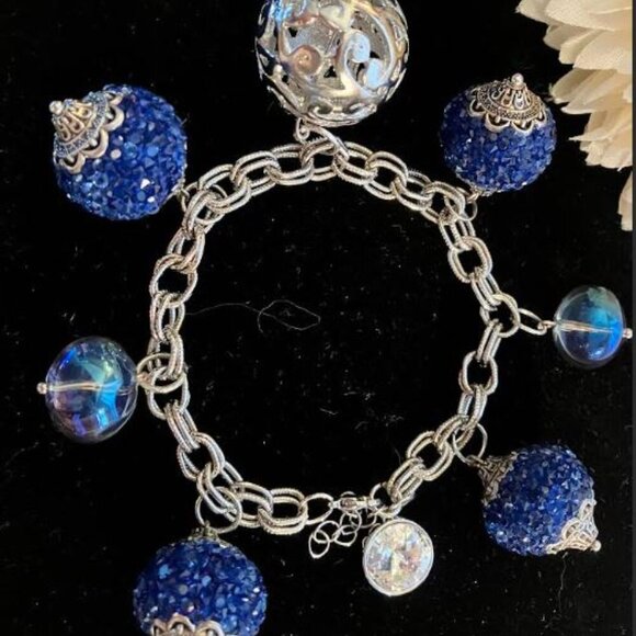 Handcrafted Double-Link Silver/Navy Bead Necklace Three-Time PoshParty Host Pick - Picture 14 of 16